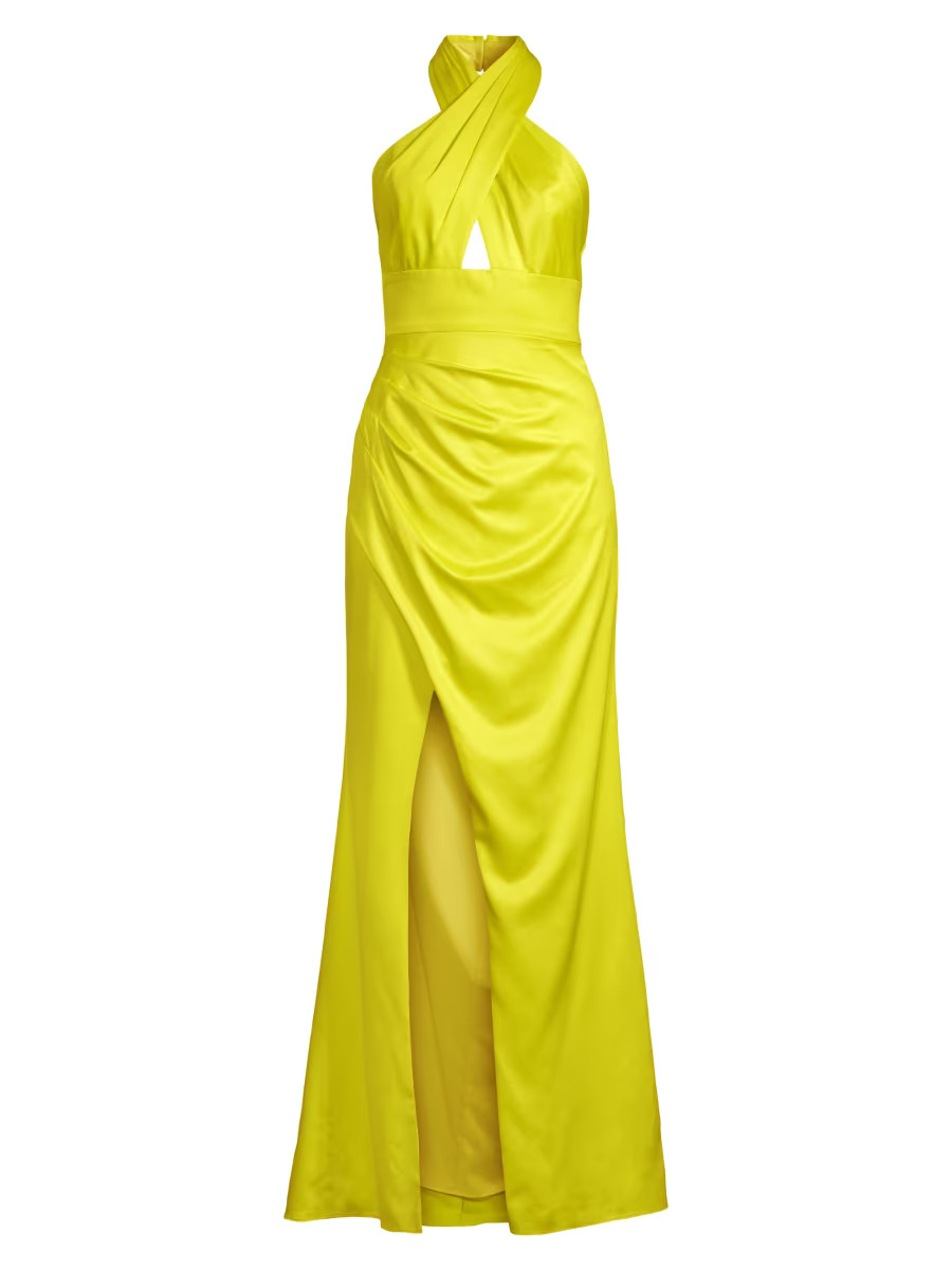 Satin Draped Halter Neck Gown | Saks Fifth Avenue