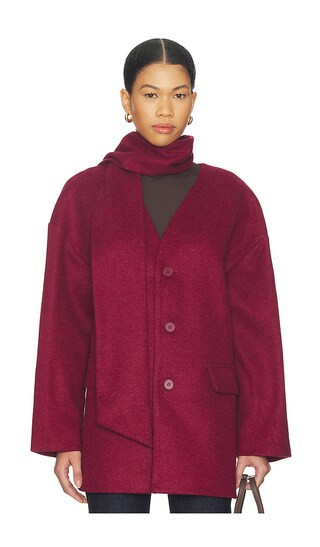 ALL THE WAYS Stevie Scarf Coat in Burgundy. - size S | Revolve Clothing (Global)