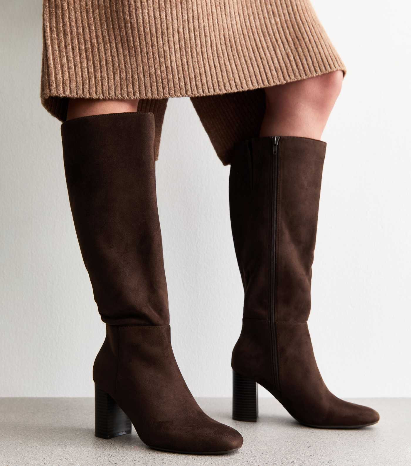 Brown Faux Suede Knee High Boots | New Look | New Look (UK)