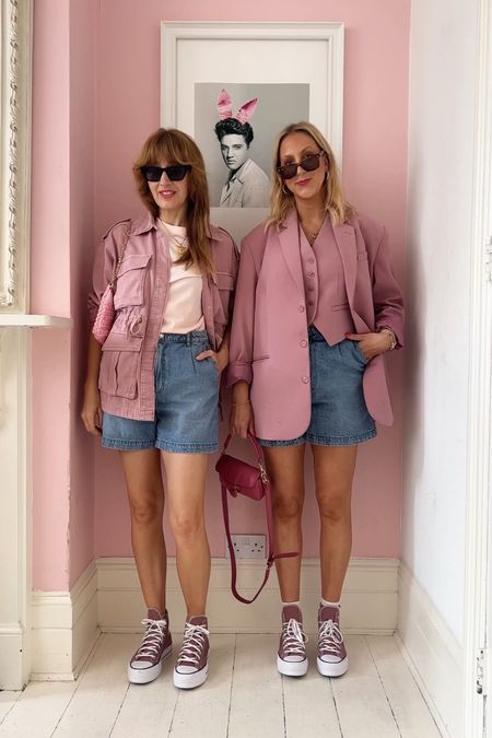 Mango blue denim shorts, pink Frankie shop blazer and waistcoat. Pink safari jacket from H&M. Pink converse hi top platform trainers 

#LTKunder100 #LTKstyletip #LTKSeasonal