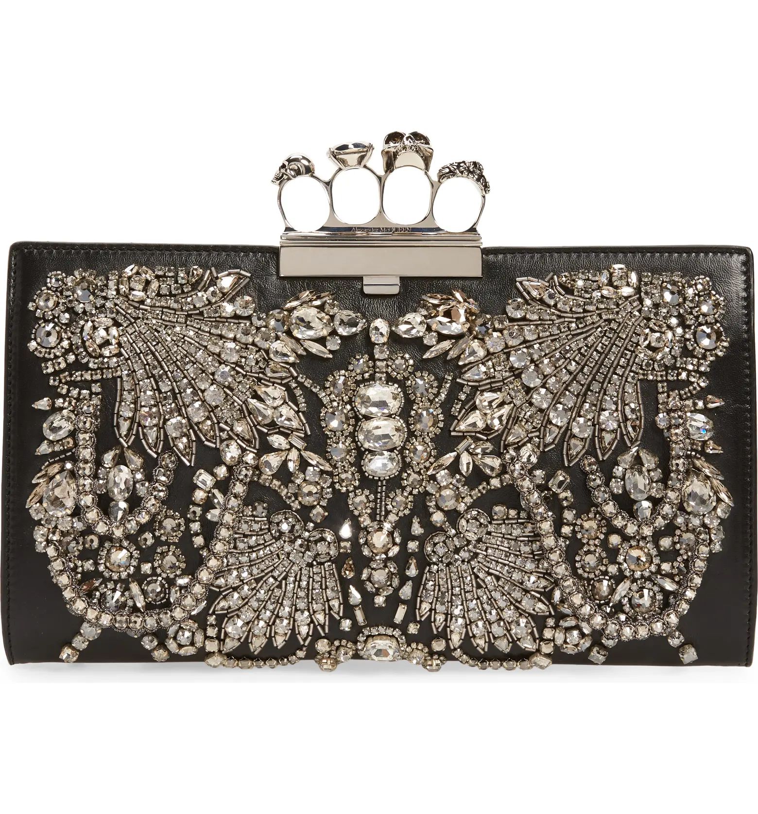 Crystal Embellished Four-Ring Flat Pouch Clutch | Nordstrom