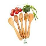 12 Inch Bamboo Utensil Set, 5-Piece Heat Resistant Wooden Utensils For Cooking - Eco Friendly, Non S | Amazon (US)