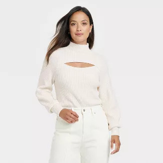 Women's Mock Turtleneck Cut Out Sweater - A New Day™ | Target