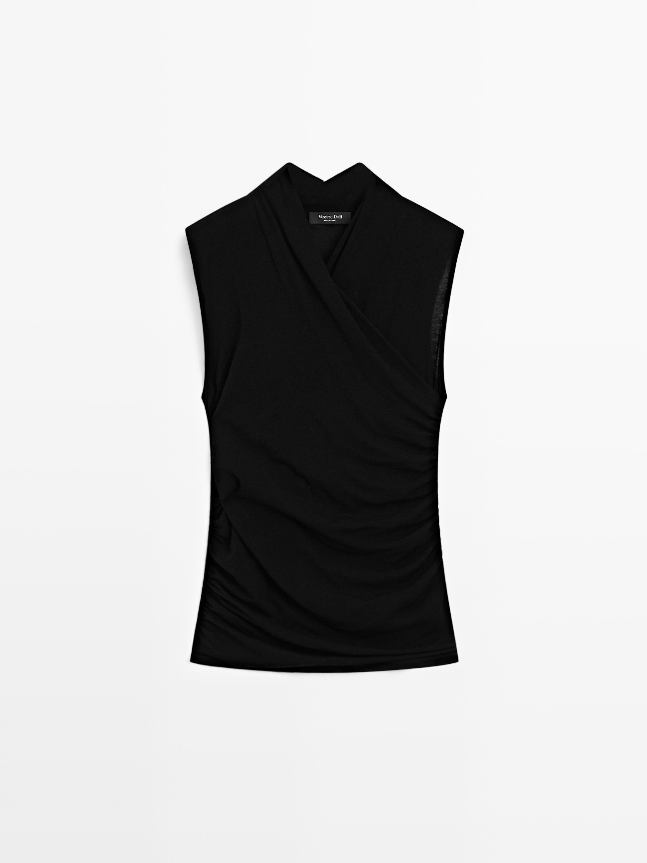 Sleeveless draped top | Massimo Dutti UK