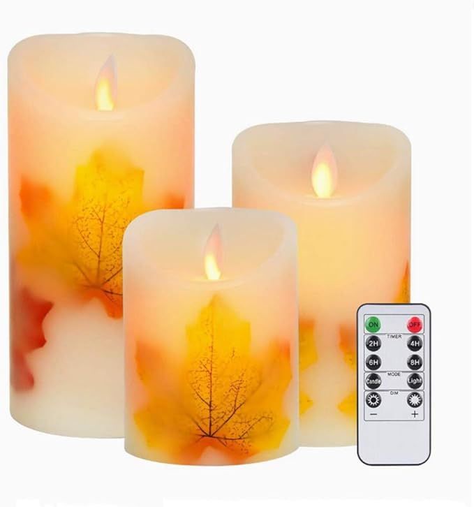 Flameless Candles Light, VEEKI Battery Candles Warm White Flameless Pillar Candles Moving Wick Fl... | Amazon (US)