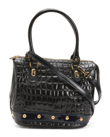 Made In Italy Leather Crocodile Tote | TJ Maxx
