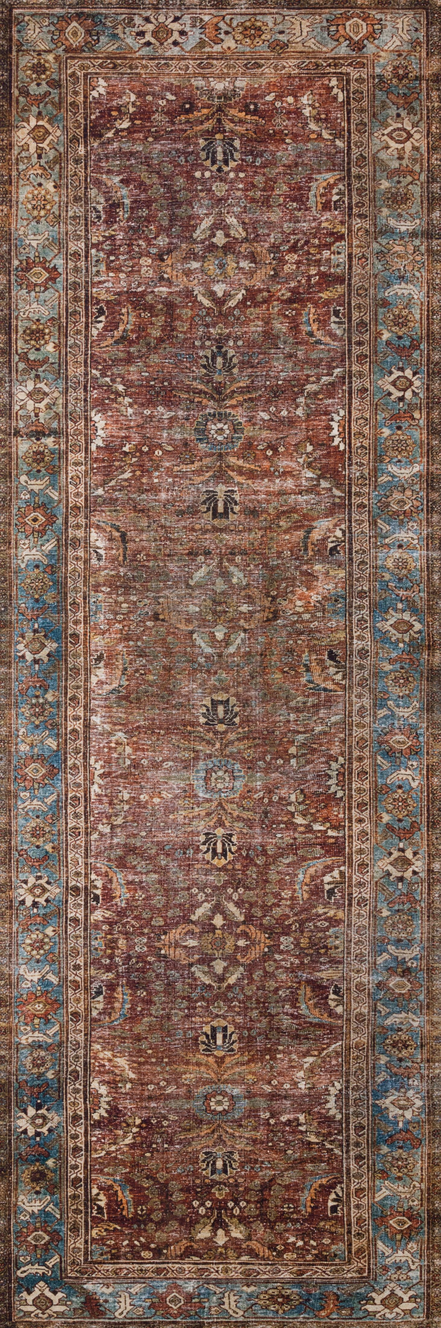 Loloi II Layla Printed Oriental Distressed Brick / Blue Area Rug - Walmart.com | Walmart (US)