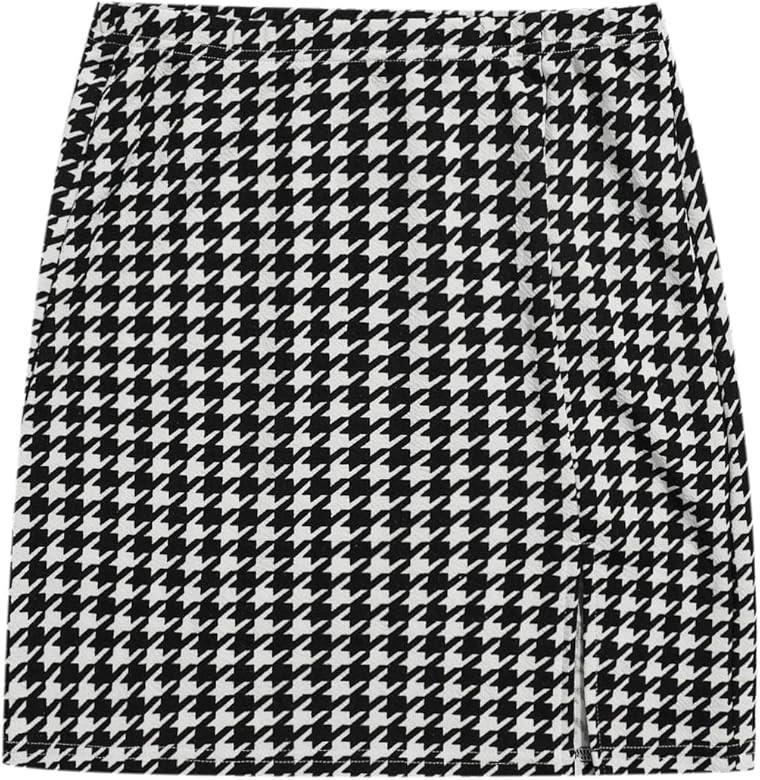 SheIn Women's Basic Stretch Plaid Mini Bodycon A-Line Pencil Skirt | Amazon (US)