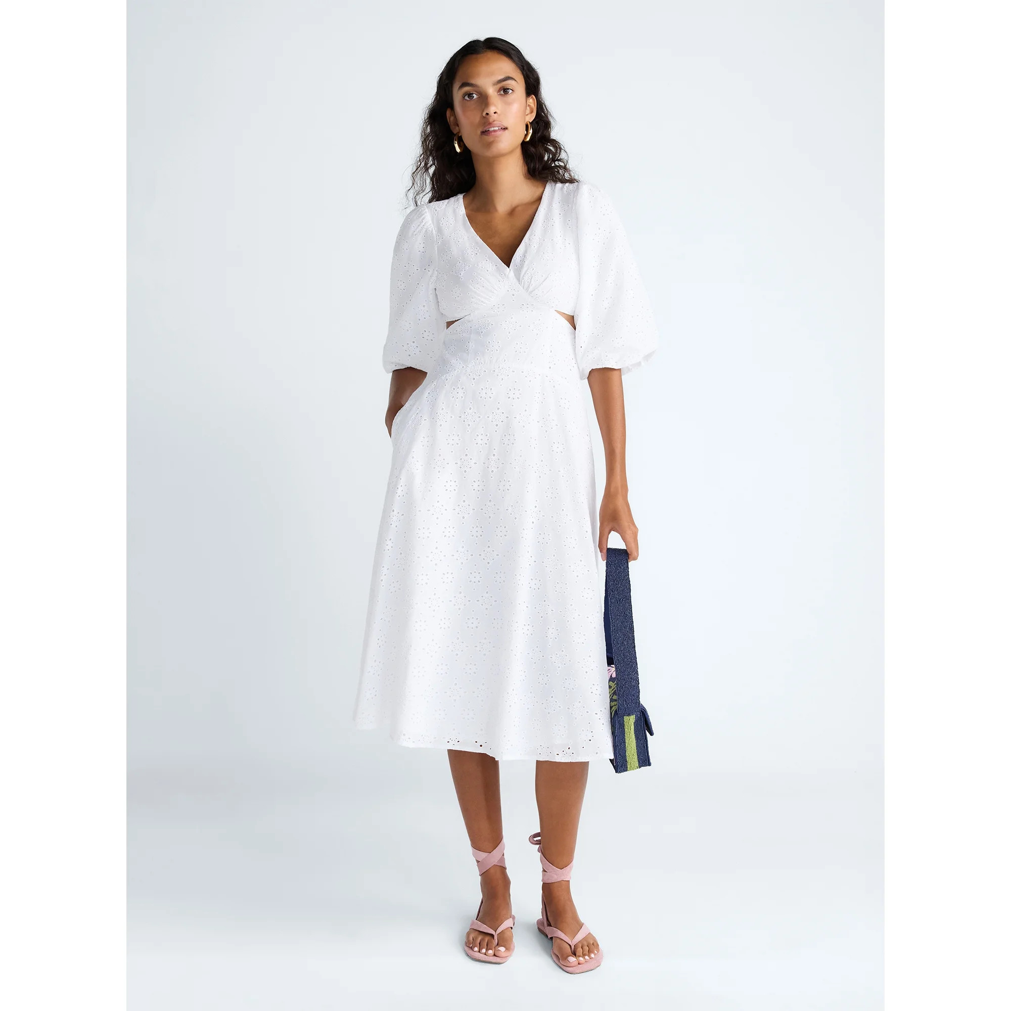 Scoop Women's Eyelet Cutout Cotton Midi Dress, Sizes 0-18 | Walmart (US)