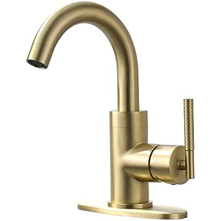 Brushed Gold Single Handle Bar Sink Faucet,Heouty Stainless Steel Single Hole 360 Rotate Spout Small | Amazon (US)