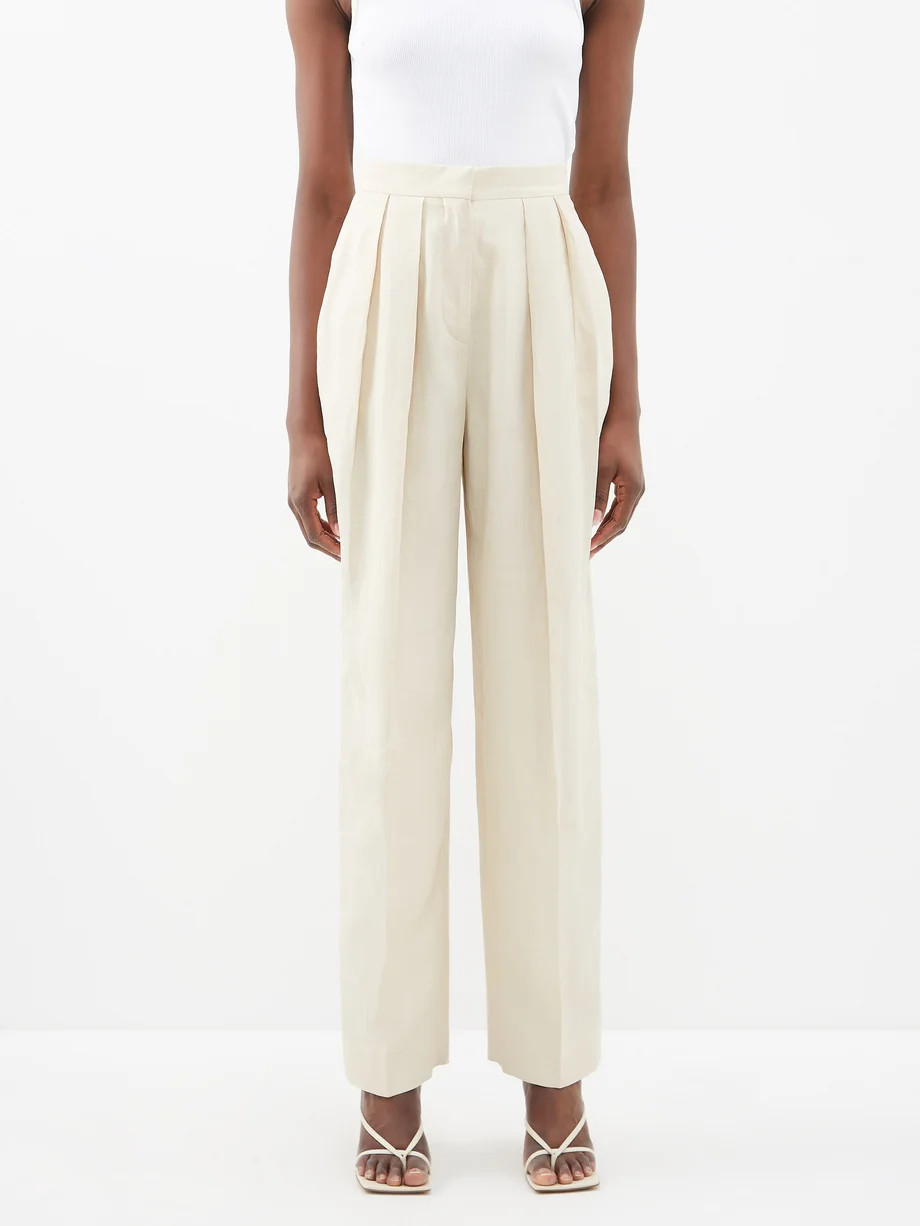 High-rise pleated technical relaxed-leg trousers | Matches (UK)