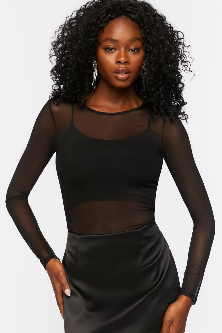 Sheer Mesh Long-Sleeve Top | Forever 21 | Forever 21 (US)