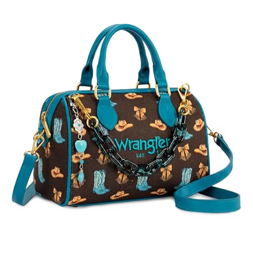 Amazon.com: Wrangler Purses for Women Western Canvas Satchel Bag Cowgirl Print Mini Top Handle Ro... | Amazon (US)