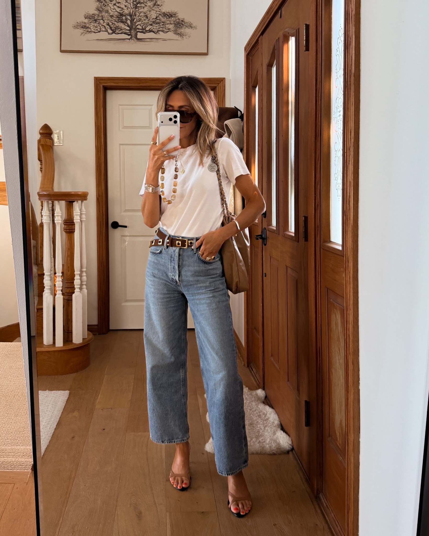 Saturday outfit: One of my favorite jeans of the season l, white tee and statement belt - small in tee and 25 on jeans 

#LTKootd #LTKSeasonal #LTKOver40