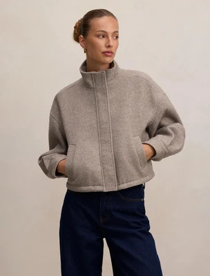 Kira Funnel Neck Jacket Mushroom Neutral | Ever New (CA)