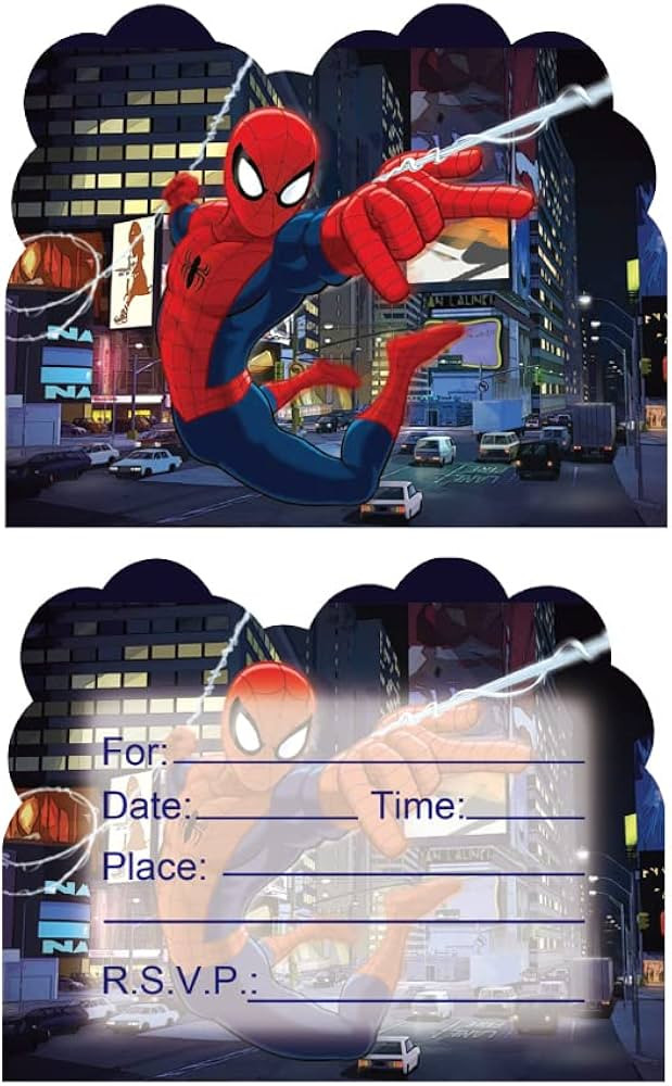 20 Pcs Spiderman Superhero Birthday Invitation Cards,Superhero no Way Home Cards for Kids Supplie... | Amazon (US)