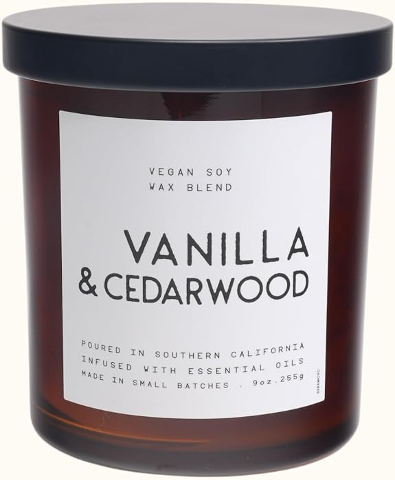 LEOBEN CO \u2013 Vanilla & Cedarwood Scented Candle \u2013 9oz, Contemporary Collection Design \u... | Amazon (US)