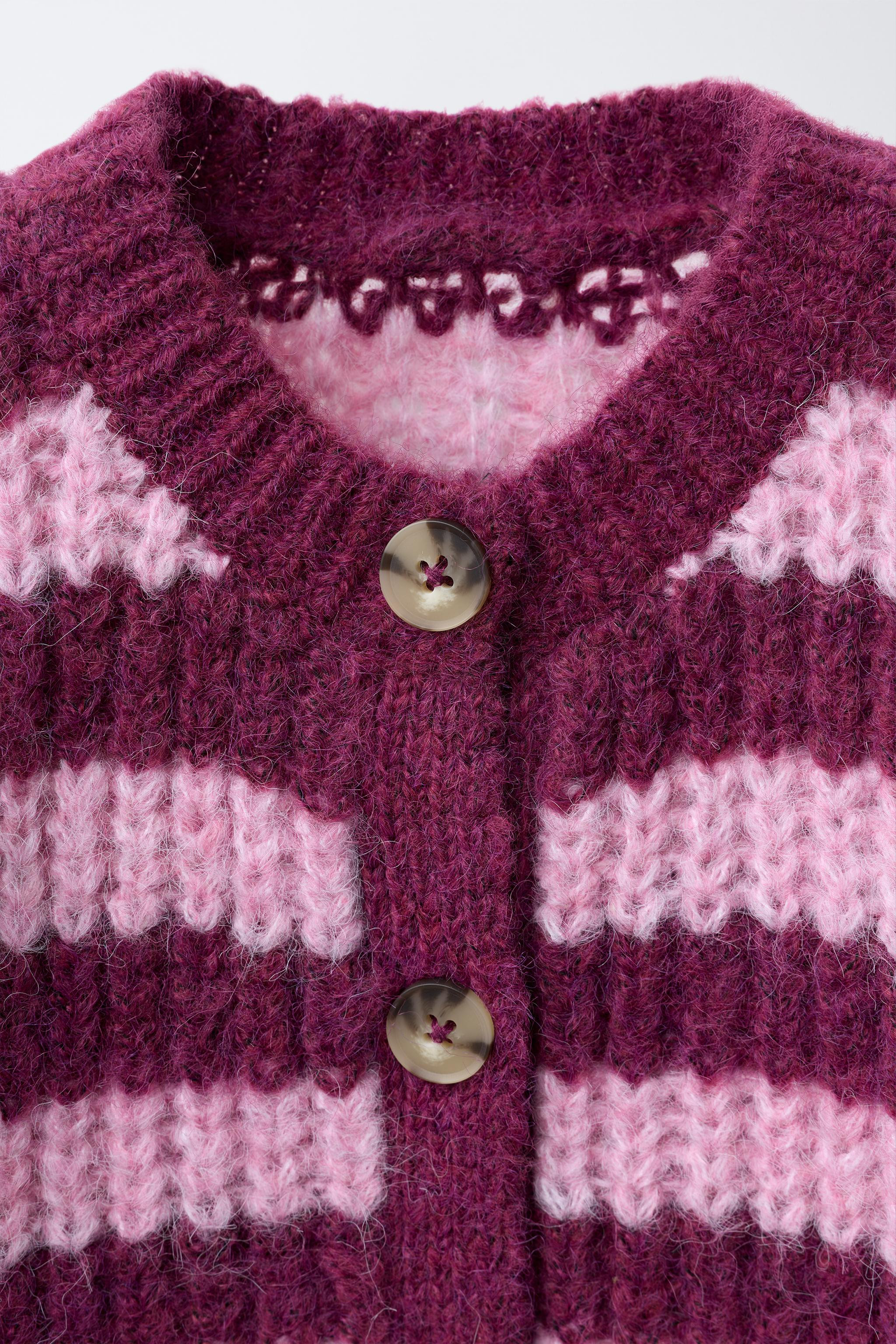 STRIPED CHUNKY KNIT CARDIGAN | Zara UK