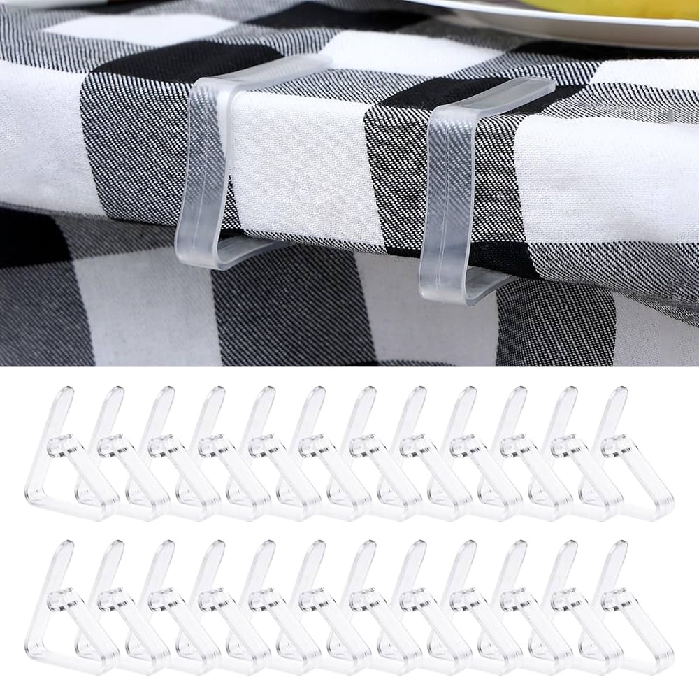 Fantasyon 24PCS Plastic Tablecloth Clips Transparent Clear Tablecloth Clips Hold Down Clips Table... | Amazon (US)
