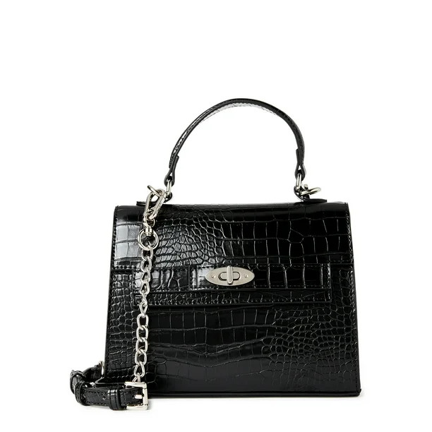 Madden NYC Women's Boxy Top Handle Bag Black - Walmart.com | Walmart (US)