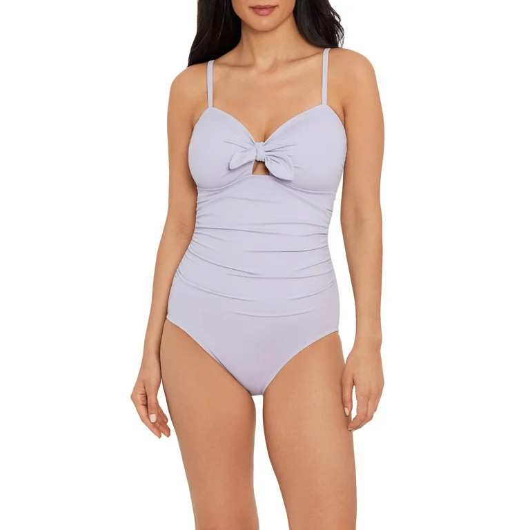 Time and Tru Women’s Iris Whisper Sweetheart TieBack One Piece Swimsuit - Walmart.com | Walmart (US)