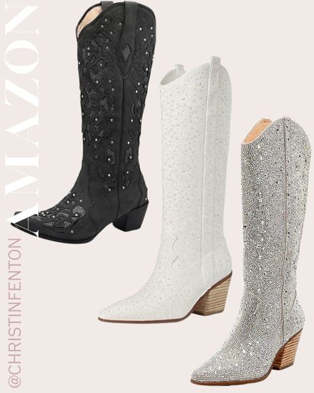 Sparkly cowgirl boots! Amazon Fashion Finds! Spring outfits, summer dresses, tropical dresses,  pastel dresses, vacation dresses, resort dresses, resort wear, summer tops, bikinis, one piece swimsuits, high heels, sandals, pumps, fedora hats, bodycon dresses, bodysuits, mini skirts, maxi skirts, watches, backpacks, camis, crop tops, high heeled boots, crossbody bags, clutches, hobo bags, gold rings, simple gold necklaces, simple gold rings, gold bracelets, gold earrings, stud earrings, work blazers, outfits for work, work wear, jackets, bralettes, satin pajamas, hair accessories, knee high boots, nail polish, travel luggage. Click the products below to shop! Follow along @christinfenton for new looks & sales! @shop.ltk #liketkit #founditonamazon 🥰 So excited you are here with me! DM me on IG with questions! 🤍 XoX Christin #LTKstyletip #LTKshoecrush #LTKcurves #LTKitbag #LTKsalealert #LTKwedding #LTKfit #LTKfindsunder50 #LTKfindsunder100 #LTKbeauty #LTKworkwear #LTKhome #LTKtravel #LTKfamily #LTKswim #LTKSeasonal #LTKparties #LTKmidsize #LTKover40 