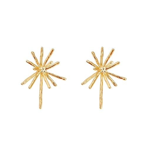 Gold Plated Firework Stud Earrings Unique Statement Irregular Fireworks Star Starburst Chandelier Chic Rhinestone Cubic Zirconia Small Earrings for Women Birthday Holiday Trendy Jewelry Gifts (Gold firework earring) | Amazon (US)