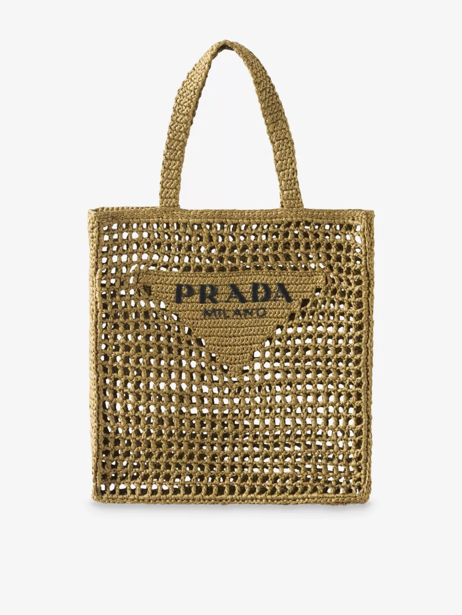 Logo-embroidered crochet tote bag | Selfridges