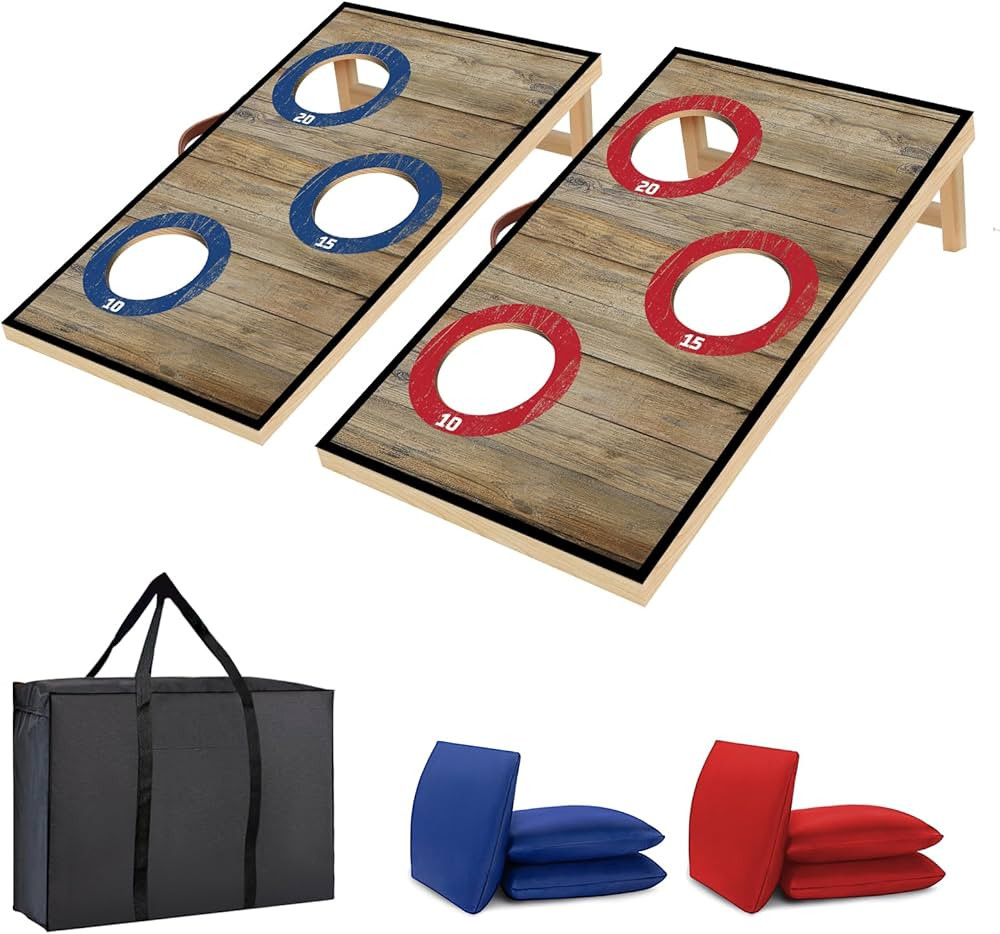 Portable Cornhole Board Set with Bean Bags,Choose 3 * 2 ft or 2 * 1 ft Cornhole Boards for Adults... | Amazon (US)