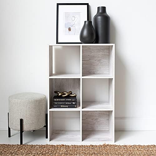 Signature Design by Ashley Paxberry Coastal 6 Cube Storage Organizer or Bookcase, Whitewash | Amazon (US)