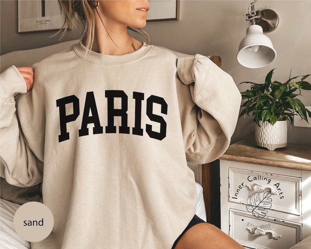 Retro Paris Crewneck Minimalist Paris Sweatshirt Boho - Etsy | Etsy (US)