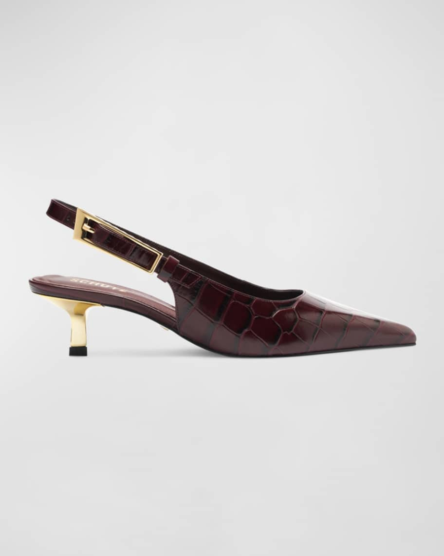 Schutz Ciara Croco Slingback Pumps | Neiman Marcus