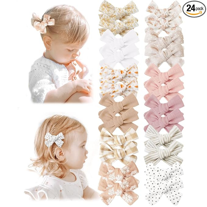 Niceye 24 Pack Baby Hair Bows for Girls, Toddler Hair Clips in Paris | Amazon (US)