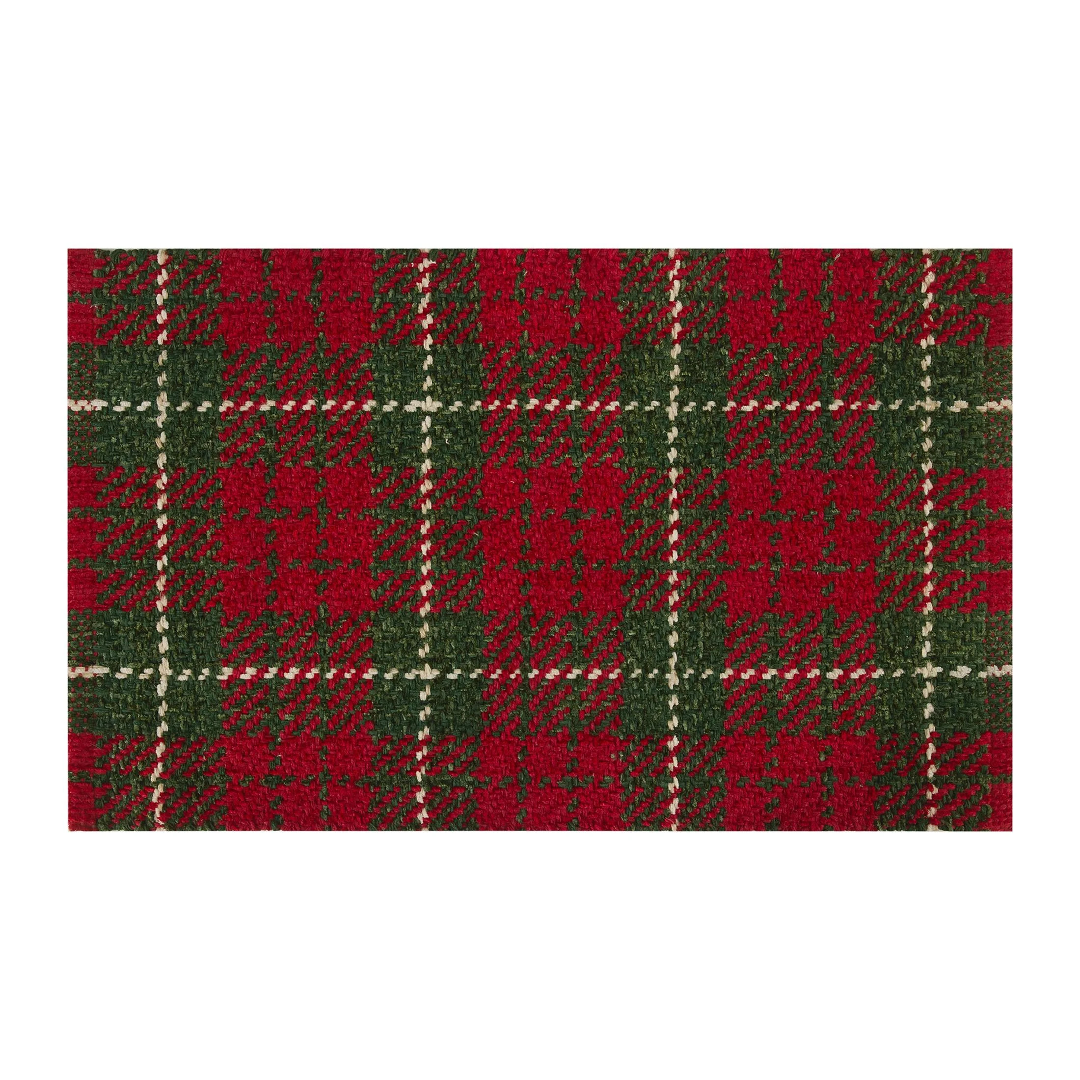 Holiday Time Red Plaid Rayon, Jute & Cotton Indoor Accent Rug 20" x 34" | Walmart (US)