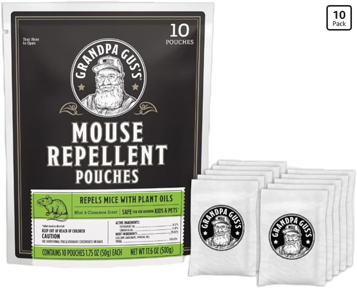 Grandpa Gus’s Extra-Strength Mouse Repellent Pouches, Peppermint & Cinnamon Oil, Natural Rodent... | Amazon (US)