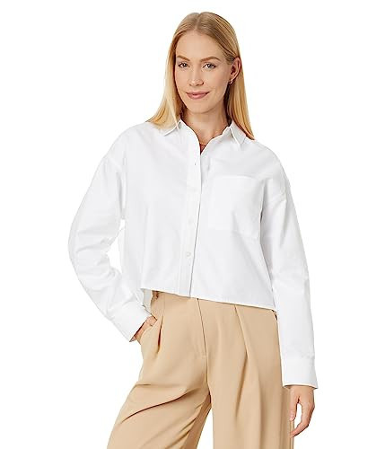 Madewell The Signature Oxford Crop Shirt Eyelet White 2XL (Women's 18) | Amazon (US)