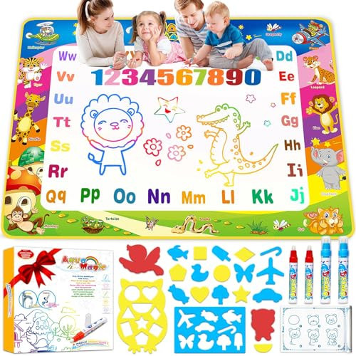 Toddler Toys Water Doodle Mat: 40 X 30 Inch Mess Free Coloring & Drawing Instant Drying Mat - Kids Learning Toys for Girls Age 3-5 Home Educational Activities - Birthday/Christmas Gifts for Girls Boys | Amazon (US)