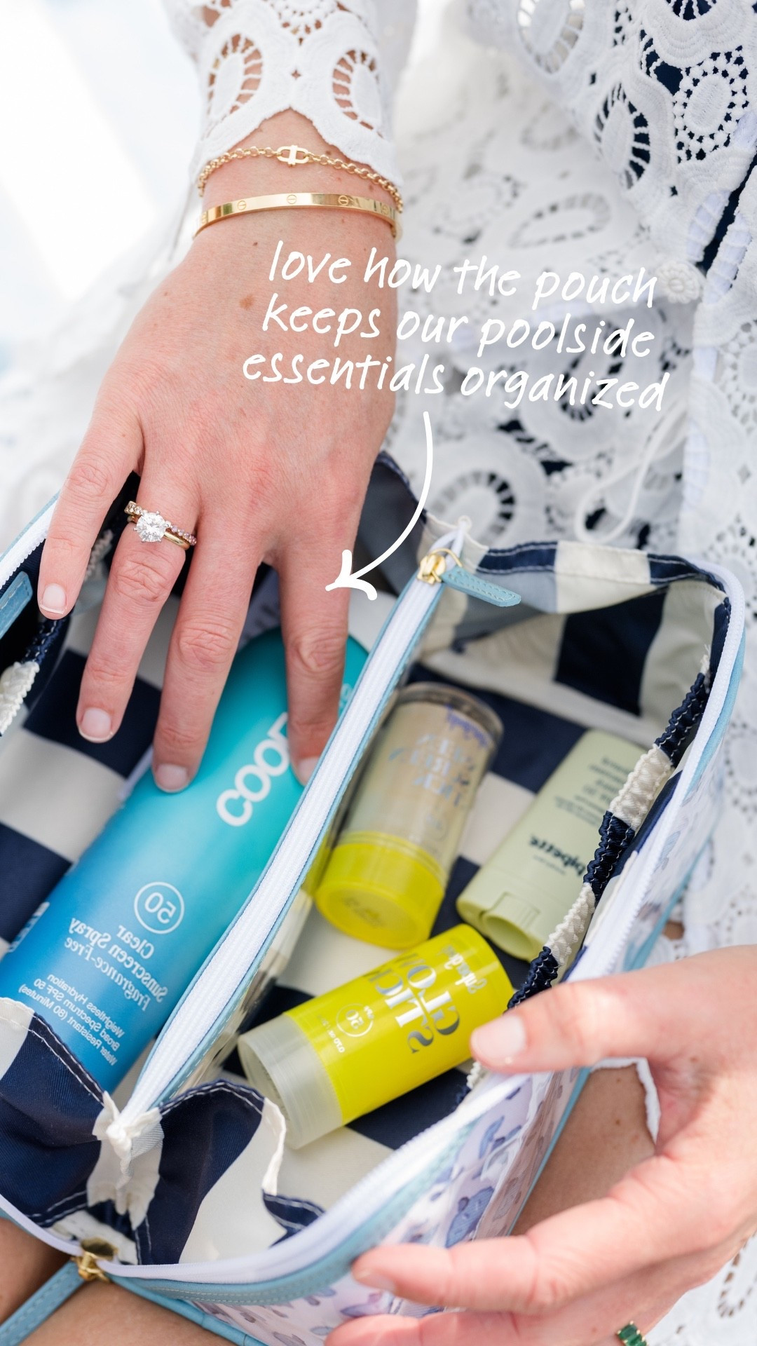 This is seriously the best pouch for keeping our poolside essentials organized! The separated in the middle is great for smaller items. 

Comes in several colors, can be monogrammed, and is big enough to use as a makeup bag when traveling!

#LTKItBag #LTKSeasonal