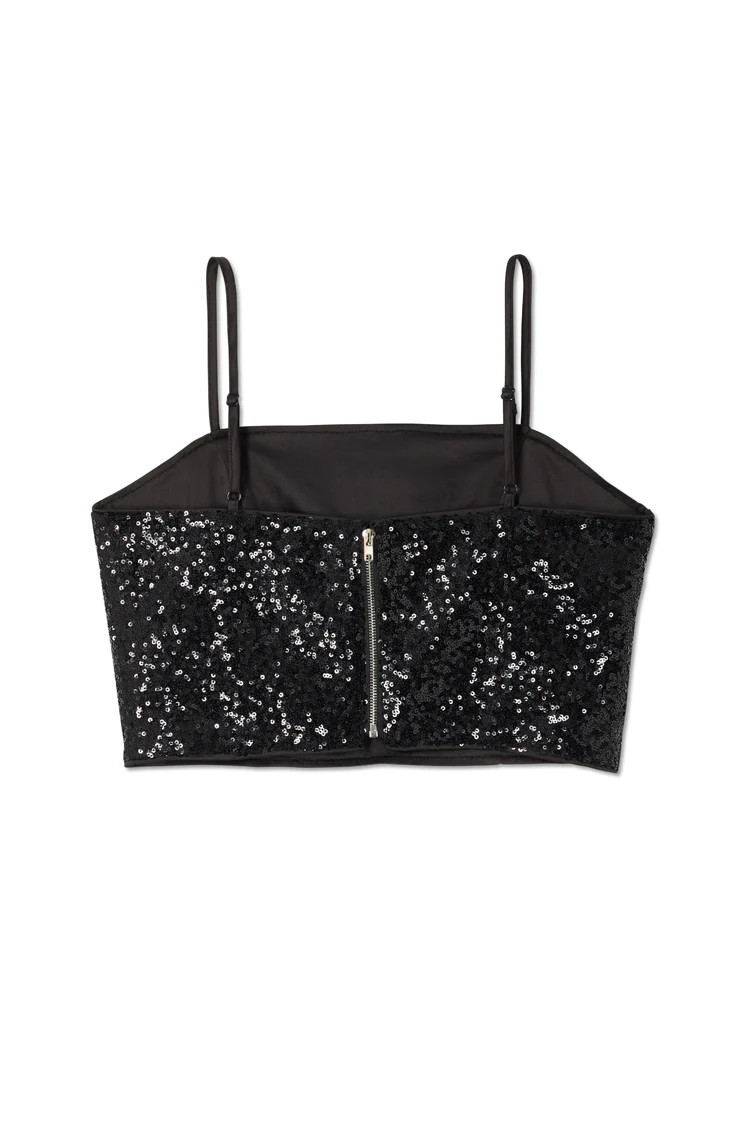 Black Sequin Crop Top | Never Fully Dressed US