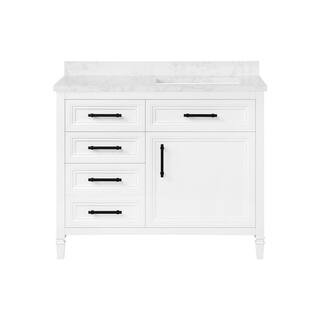 Aiken 42 in. W x 22 in. D Bath Vanity in White with Cultured Marble Vanity Top in White with whit... | The Home Depot
