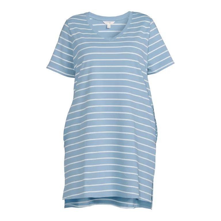 Terra & Sky Women's Plus Size V-Neck T-Shirt Dress with High Low Hem | Walmart (US)