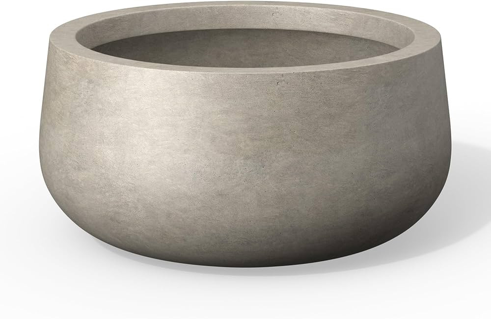 Kante 11.8 Inch-Dia Round Concrete Bonsai Planter with Drainage Hole, Large Plant Pot for Indoor ... | Amazon (US)