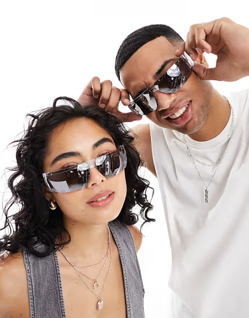 Spitfire saltash visor sunglasses in clear with silver lens | ASOS (Global)