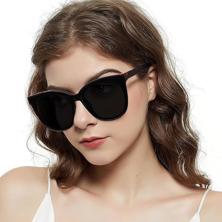 LVIOE Cat Eyes Sunglasses for Women, Polarized Oversized Fashion Vintage Eyewear for Driving Fishing | Amazon (US)