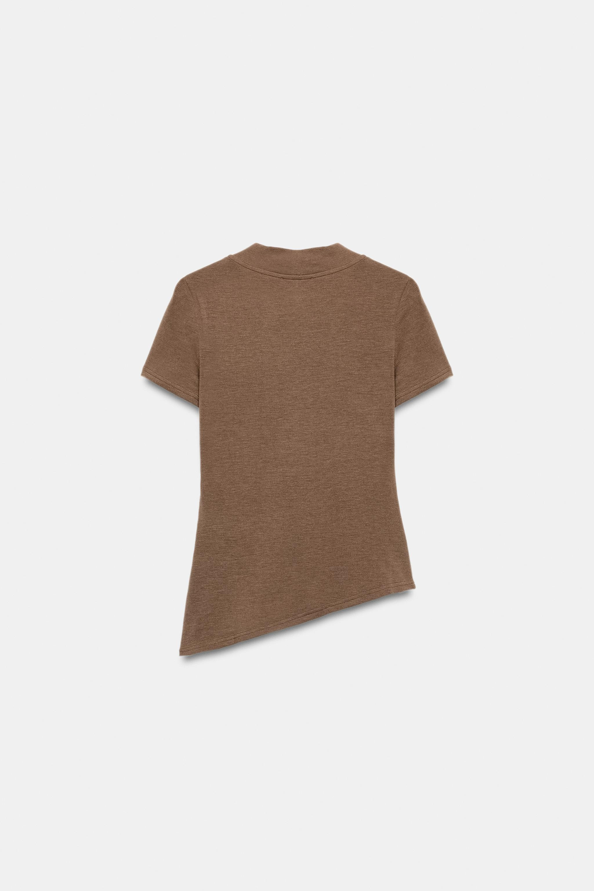 ASYMMETRIC HEM V-NECK T-SHIRT | Zara UK