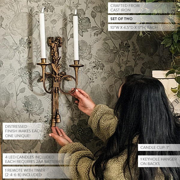 Bronze Cast Iron LED Candle Wall Sconces - Decor Steals | Decor Steals