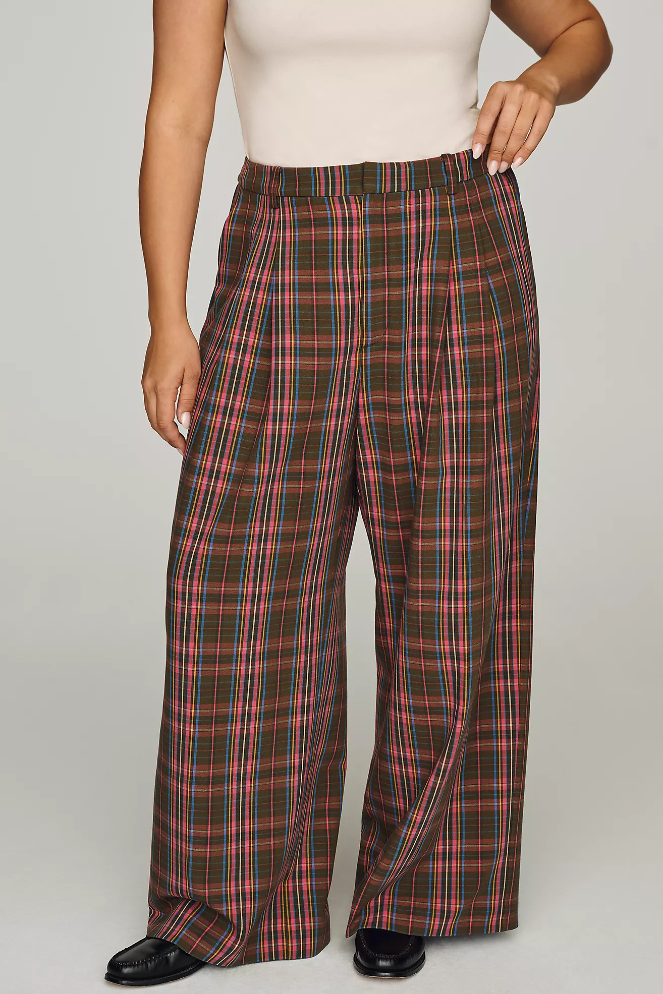 Avery Wide-Leg Pleated Trousers Pants | Anthropologie (US)