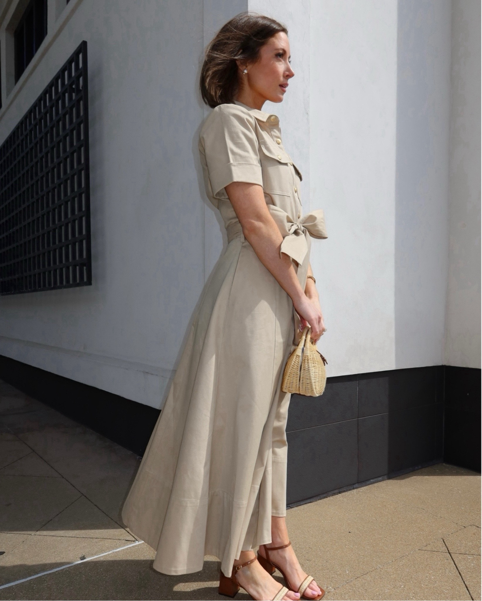 This dress is great for spring season workwear! JCrew shirt dress (00, tts) JCrew ankle strap sandal (tts) JCrew straw bag.

#LTKworkwear #LTKSeasonal #LTKstyletip