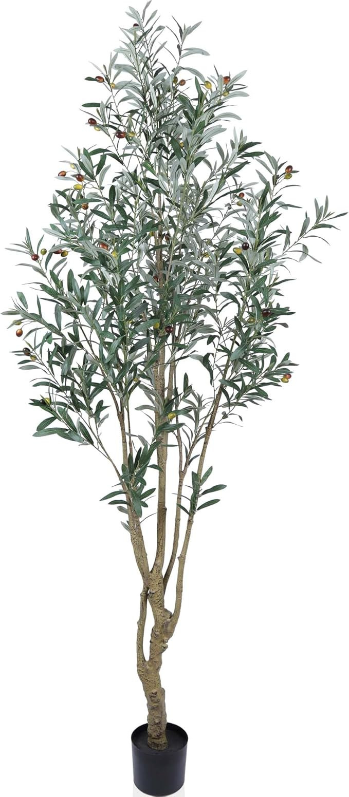 Artificial Olive Tree 8FT Tall Faux Silk Plant Fake Potted Olive Tree with Branch Leaves and Life... | Amazon (US)