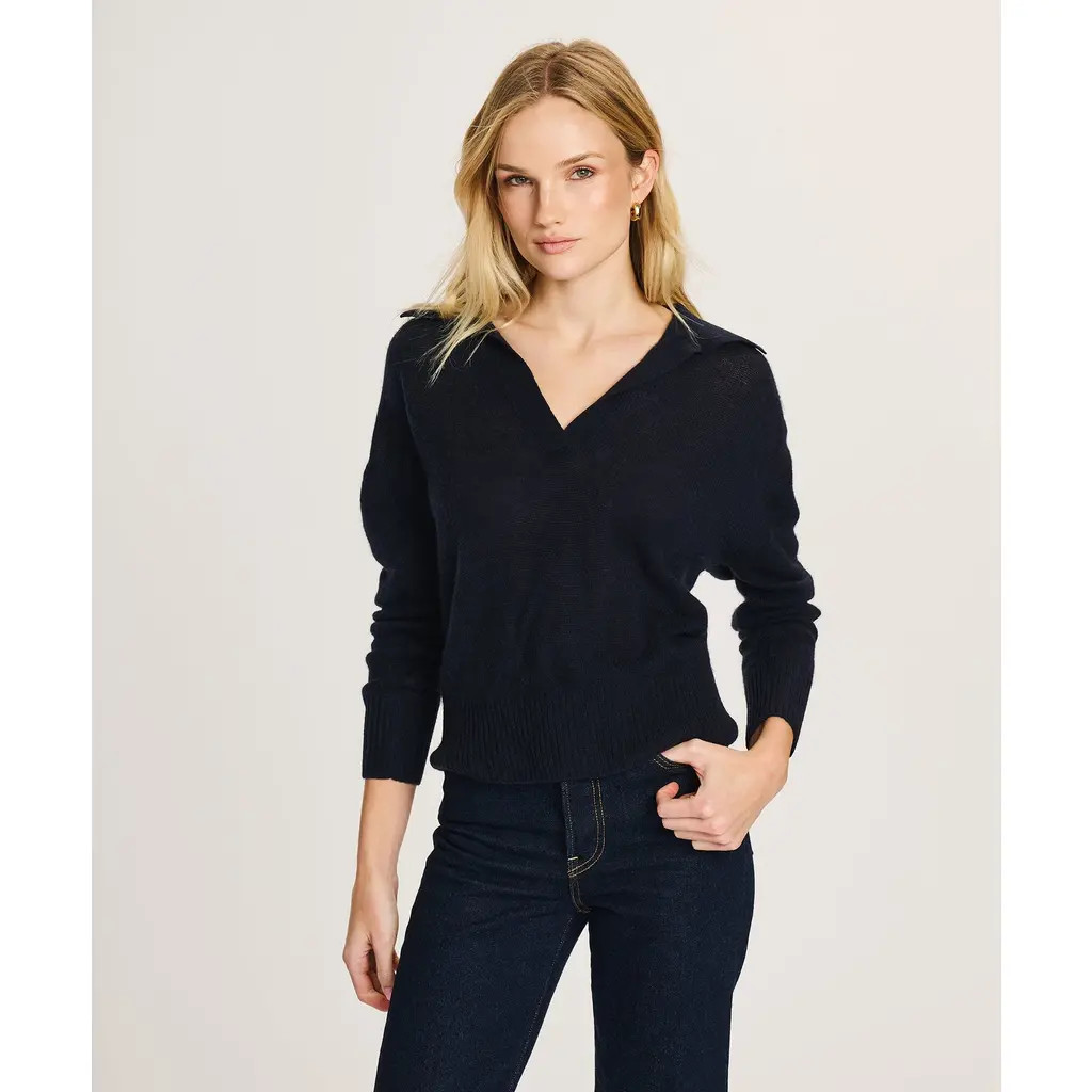 NAADAM Featherweight Cashmere Polo Sweater in Navy at Nordstrom, Size Large | Nordstrom